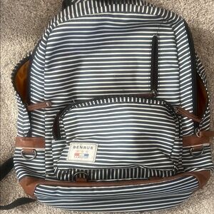 BENRUS Striped Backpack - Navy and White